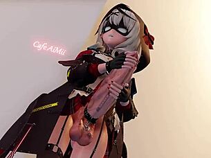 naughty futa girl masturbates big cock.