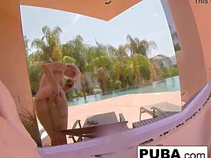 Samantha rone does underwater masturbation in pool, showing tits and ass.