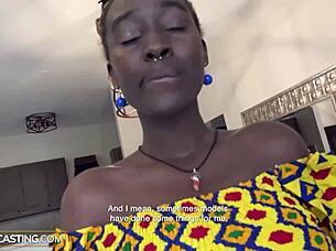 Tall black amateur babe says, 'Shag my big cock, fake agent' - African Casting
