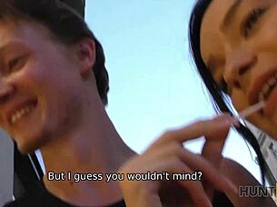 boy watches his slutty girl earn money with pussy