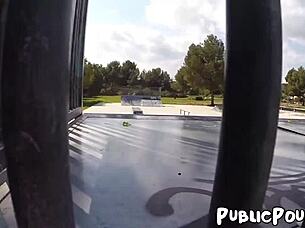 beautiful babe has public doggystyle sex