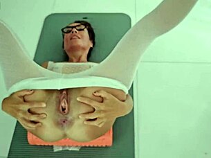 Babe with small tits does wide gapping pussy yoga at home in lingerie 😊