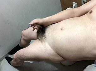 public restroom masturbation by asian girl in outdoor toilet with japanese vibe