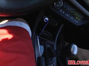 SisLovesMeHD - Skinny Teen Stepsister Gives Road Head POV