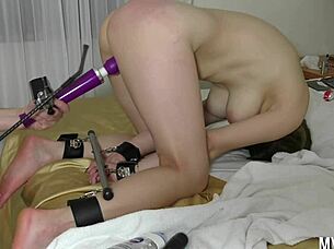 The busty teen 18+ is in the hotel room, where she experiences spanking and blowjob during bondage.