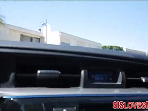 SisLovesMeHD - Skinny Teen Stepsister Gives Road Head POV