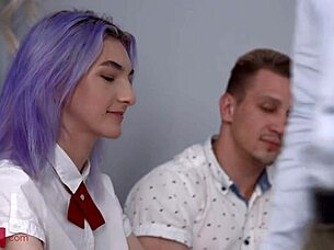 Mia Cheers - Two Cocks In A Skinny Purple Haired Teen