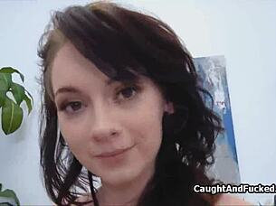 lingerie teen 18+ sucks after handcuffs in office 😏