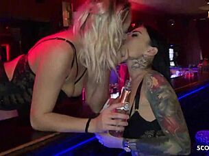 Real German whore Snowwhite and friend in private FFM AO threesome in P club in Flensburg!