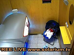 Solarium blonde teen 18+ fingers herself in the public voyeur www solarium tv