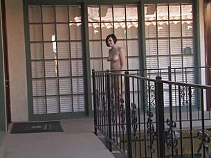 Sexy Brunette Gets Caught Naked In Public During Risky Interview