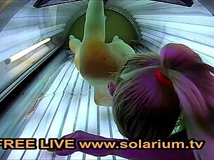 Solarium blonde teen 18+ fingers herself in the public voyeur www solarium tv