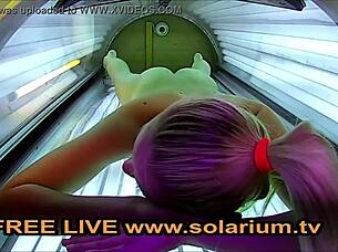 Solarium blonde teen 18+ fingers herself in the public voyeur www solarium tv