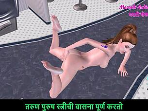 3D animated teen fingers herself to orgasm in Marathi audio