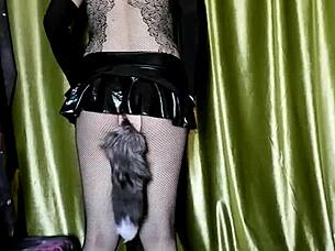 Eronekokun - Cute Fox Boy in Fishnets Moans During Wild Masturbation Play