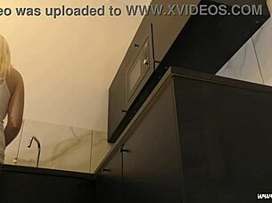 big tits blonde amateur wife in kitchen homemade casting