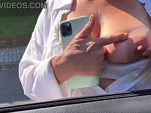 a stranger noticed me masturbating in the car and helped me cum