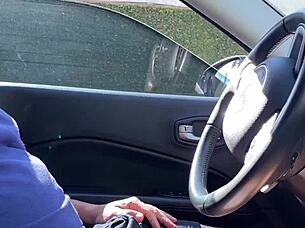 a stranger noticed me masturbating in the car and helped me cum