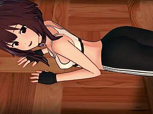 Horny Megumin in sport outfit feels intense