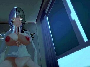 Goth girlfriend enjoys cowgirl position at night