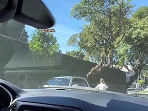 a stranger noticed me masturbating in the car and helped me cum