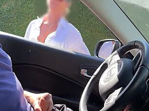 a stranger noticed me masturbating in the car and helped me cum