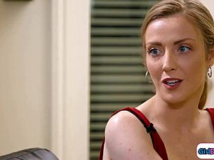 Small tits teacher dives into busty milf’s shaved pussy! 😍