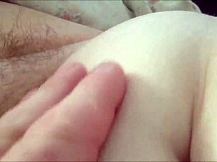 horny milf rubs hairy pussy at home