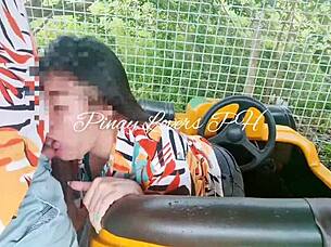 Young Couple Has Risky Sex In Amusement Park