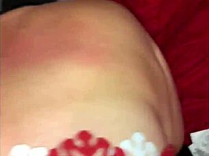 I dress up in winter costume, big tits bouncing during side fuck and doggy style. Close-up wet ass fetish in snow.