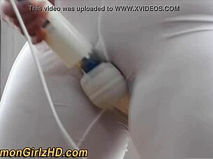 Mormon teen feels intense pleasure masturbating solo with toys in high definition.