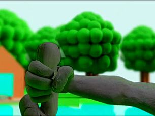 Claymation character masturbates in hentai style.