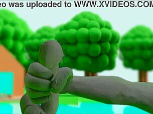 Claymation character masturbates in hentai style.