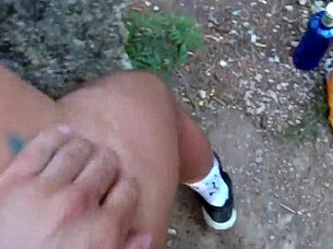 Gay public extreme cruising in Sitges 2020 with Vadim Romanov giving blowjob and bareback creampie to strangers outdoors