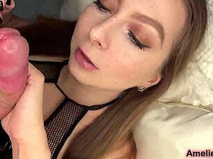 Amelie dubon in homemade blowjob with cum in mouth