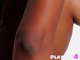 ebony teen dances naked after striptease