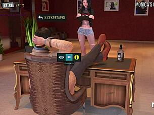 girl reveals breasts in red suit costume