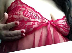 I love watching this sexy brunette's big tits solo