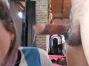 Rubia girlfriend sucks friend's cock deepthroat spitting some but swallowing all cumshot 😏