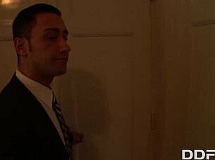 Busty European MILF Emma Leigh gets seduced in the office for rough fucking