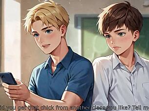 he brought his classmate with a monster cock for hentai fun