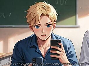 he brought his classmate with a monster cock for hentai fun