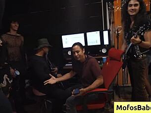 Natural Busty Brunette Slut Nia Bleu Gets Fucked By Brett Maker During Band Rehearsal.