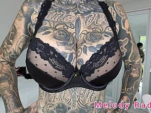 Melody radford tries on goth lingerie.