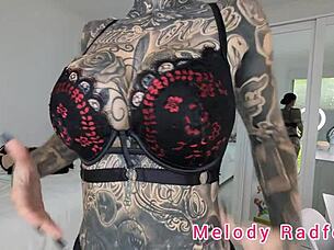 Melody radford tries on goth lingerie.