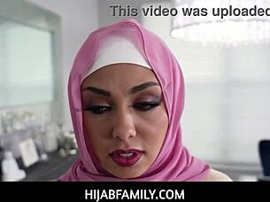 Hijabfamily - Natural Tanned Tits Arab Girl Bianca Bangs Huge Cock