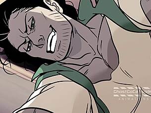 gay sex happening over pizza in the kitchen.