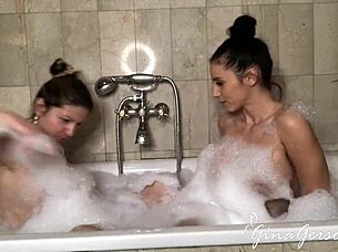 nelly kent and gina gerson kiss and fuck in the bathroom