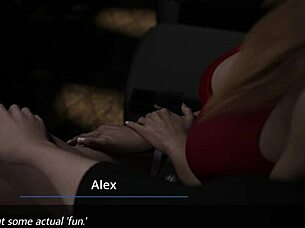 Aby giving blowjob to Alex in the movie theater, then sex at home.
