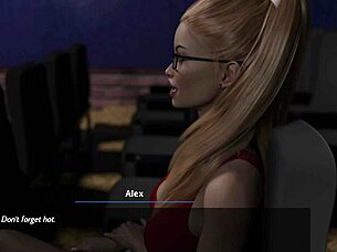 Aby giving blowjob to Alex in the movie theater, then sex at home.